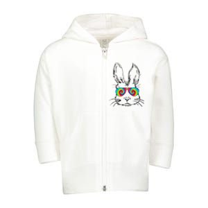 Bunny With Glasses Bubble Gum tie dye Easter Day Toddler Zip Fleece Hoodie