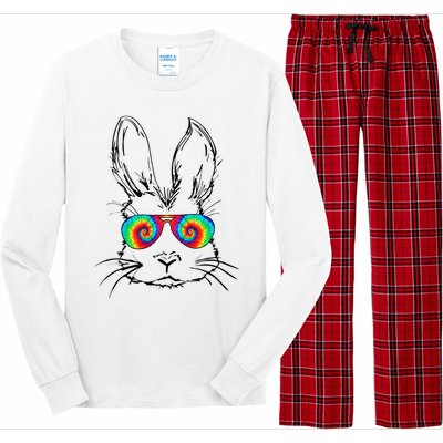 Bunny With Glasses Bubble Gum tie dye Easter Day Long Sleeve Pajama Set