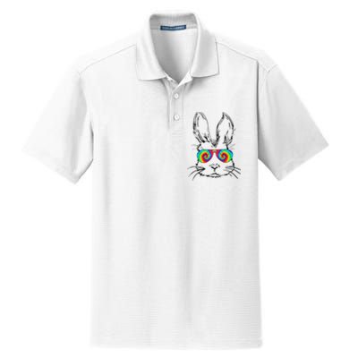 Bunny With Glasses Bubble Gum tie dye Easter Day Dry Zone Grid Polo