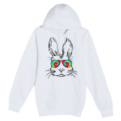 Bunny With Glasses Bubble Gum tie dye Easter Day Premium Pullover Hoodie