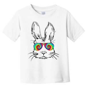 Bunny With Glasses Bubble Gum tie dye Easter Day Toddler T-Shirt