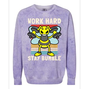 Bee Work Hard Stay Bumble Weightlifting Bees Gym Pun Humble Gift Colorblast Crewneck Sweatshirt