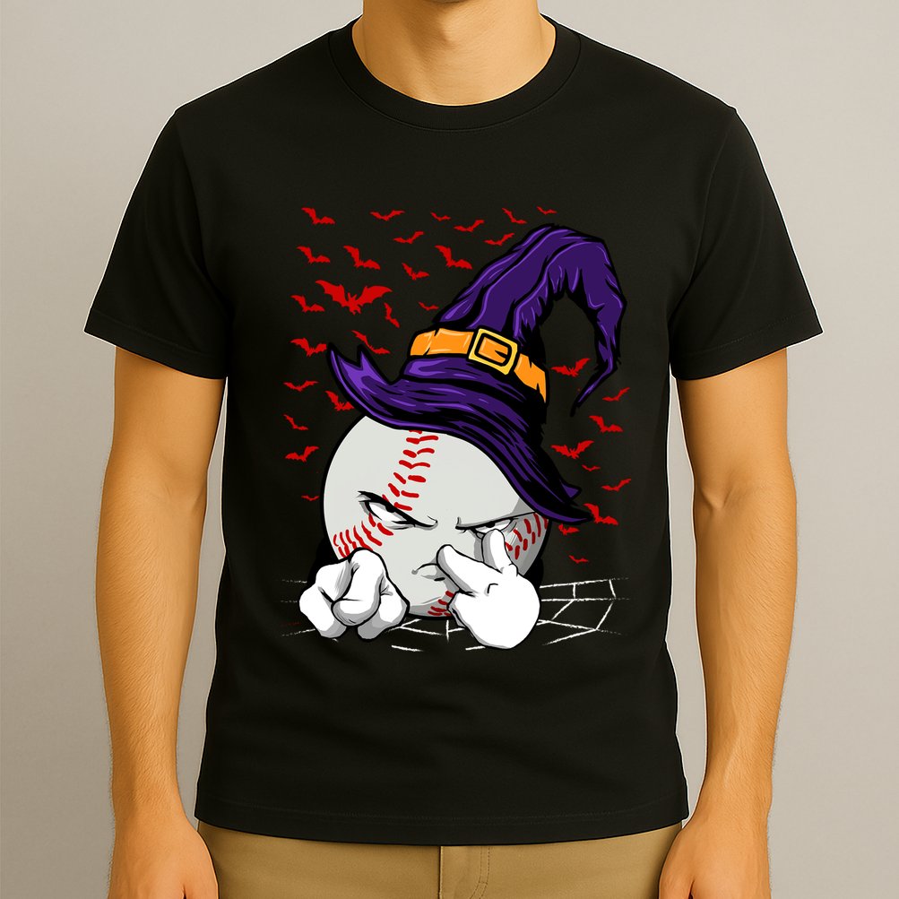 Baseball Witch Hat Baseball Halloween T-Shirt
