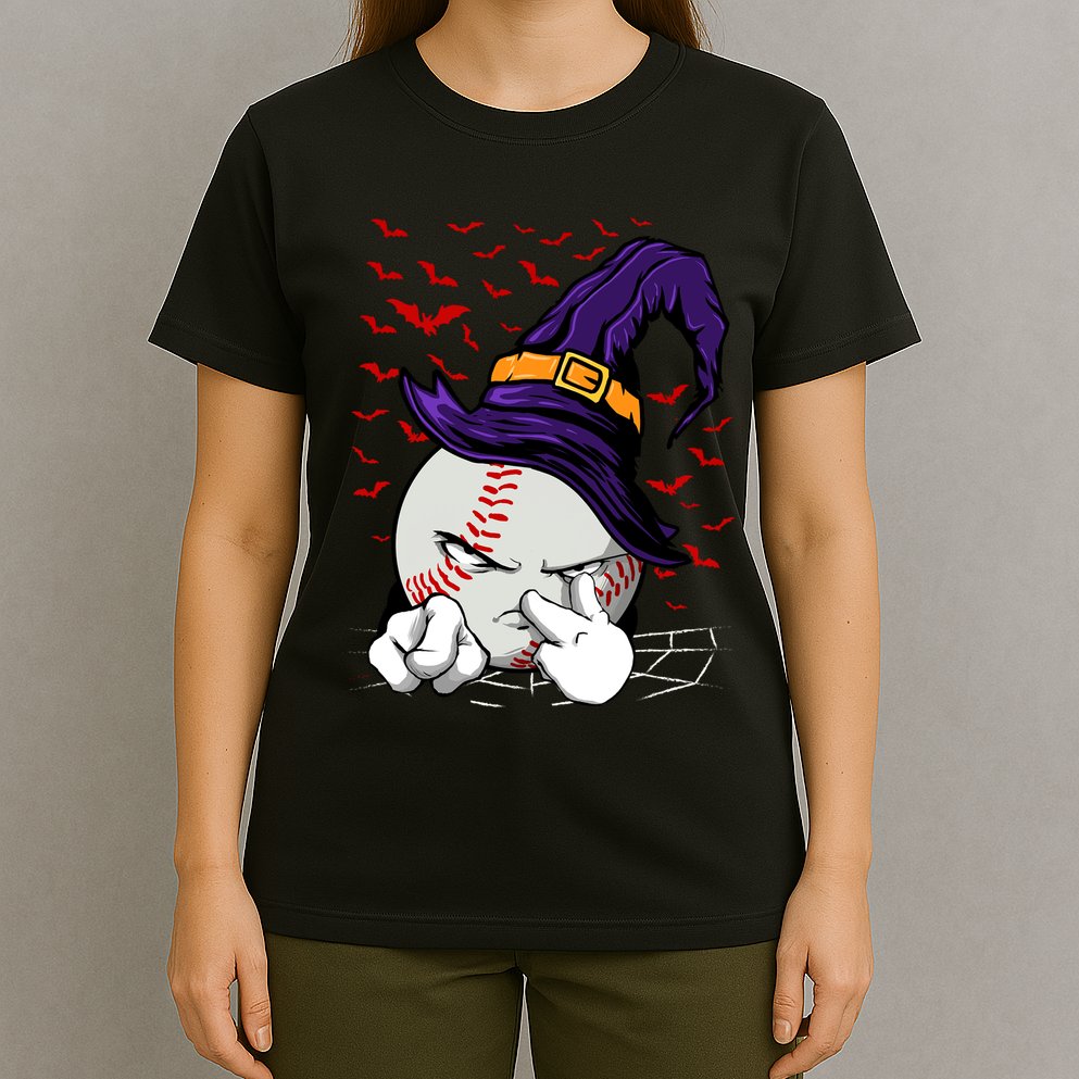 Baseball Witch Hat Baseball Halloween T-Shirt