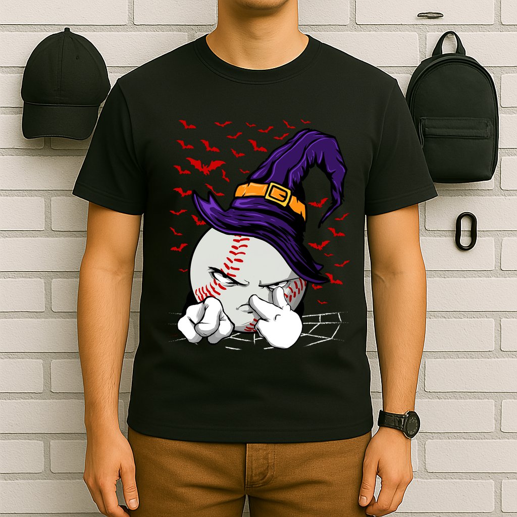 Baseball Witch Hat Baseball Halloween T-Shirt