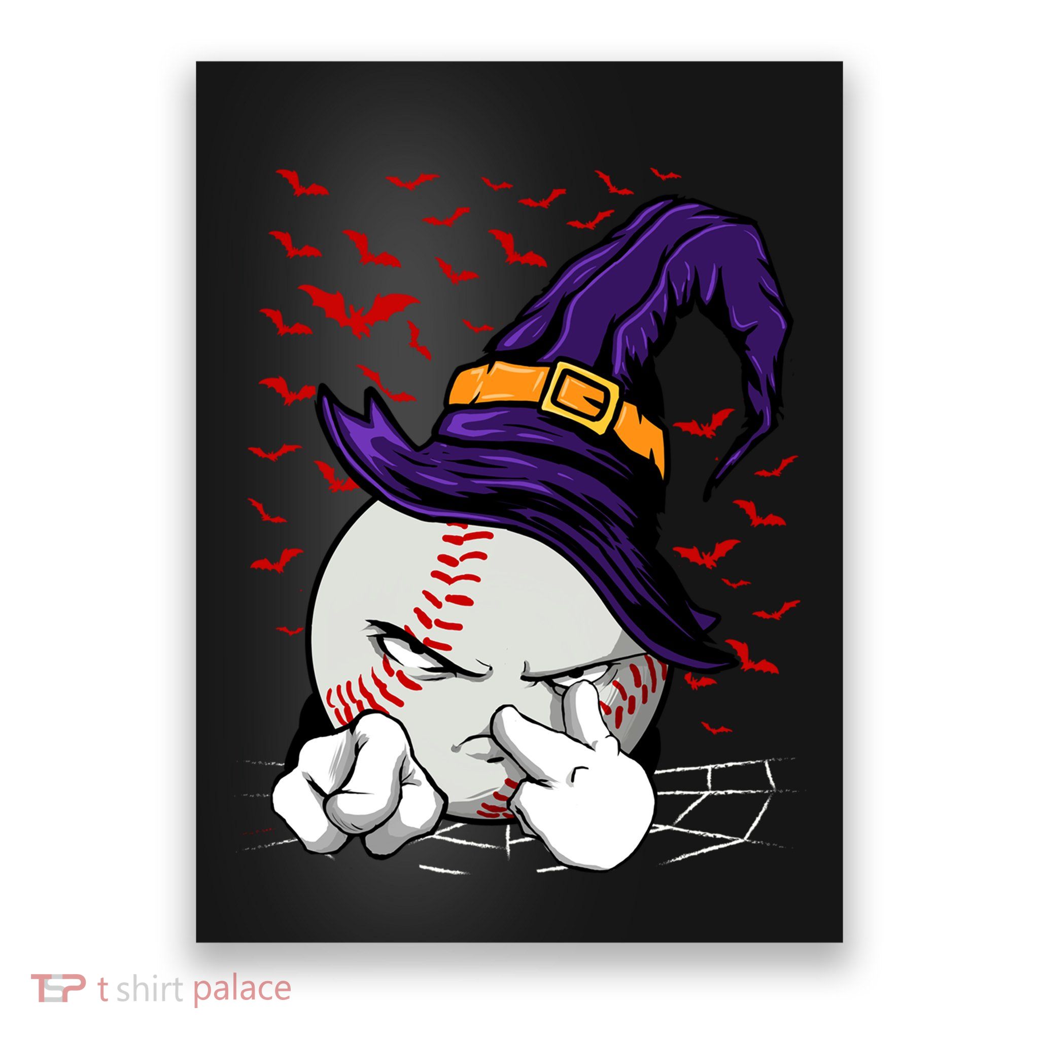 Baseball Witch Hat Baseball Halloween Poster