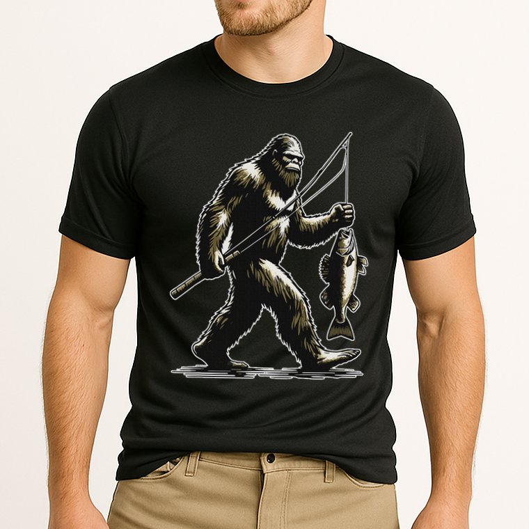 Bigfoot Walleye Hunting Angler Sasquatch Walleye Fishing Performance Shirt