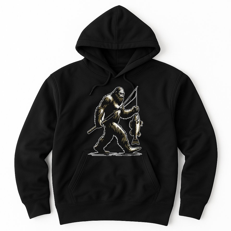Bigfoot Walleye Hunting Angler Sasquatch Walleye Fishing Hoodie
