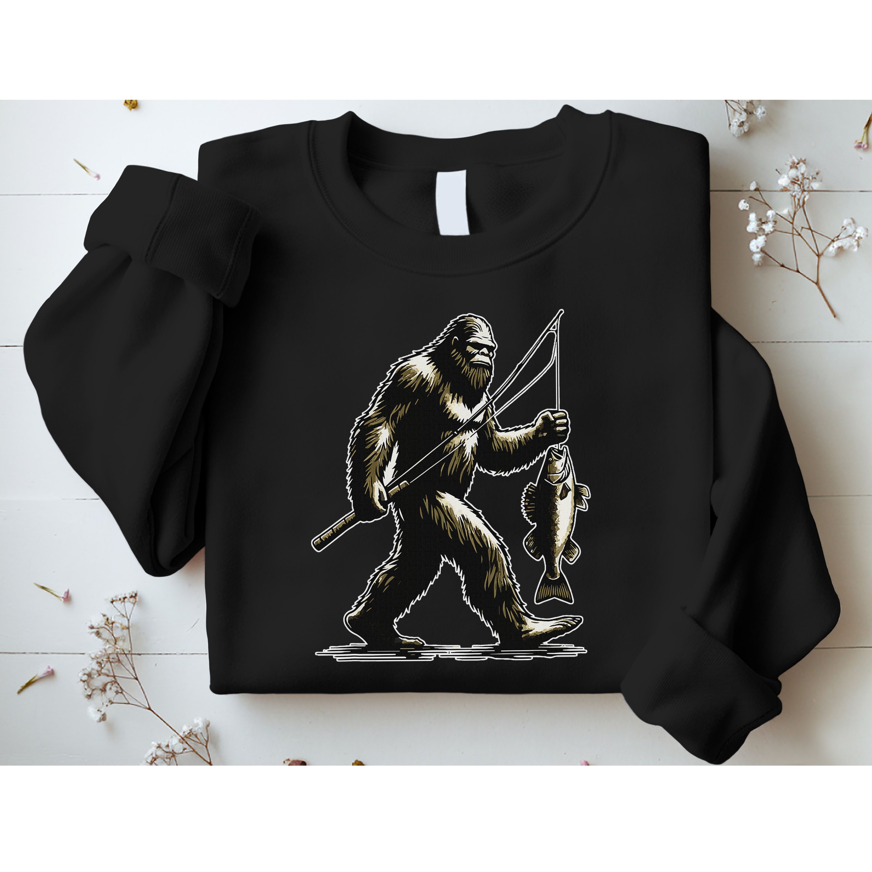 Bigfoot Walleye Hunting Angler Sasquatch Walleye Fishing Sweatshirt