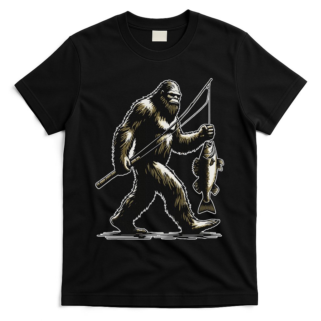 Bigfoot Walleye Hunting Angler Sasquatch Walleye Fishing T-Shirt
