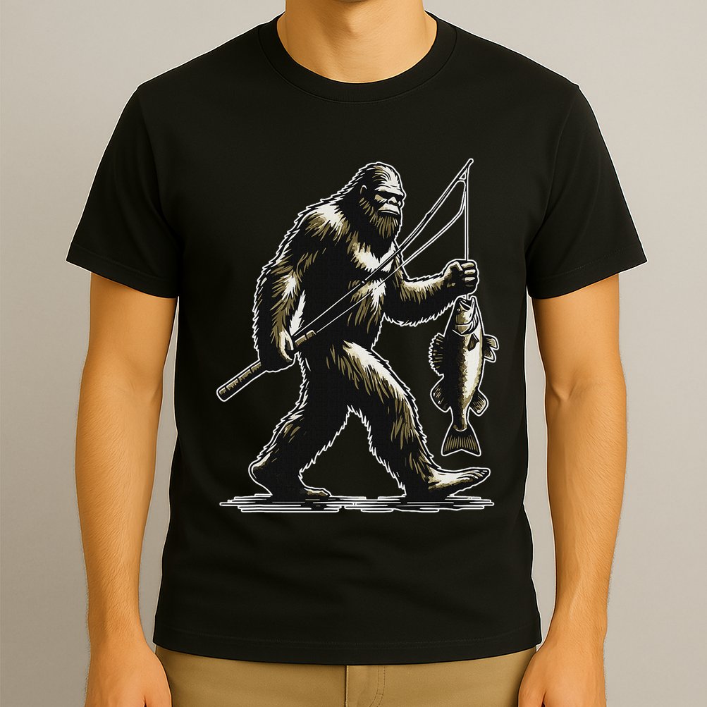 Bigfoot Walleye Hunting Angler Sasquatch Walleye Fishing T-Shirt