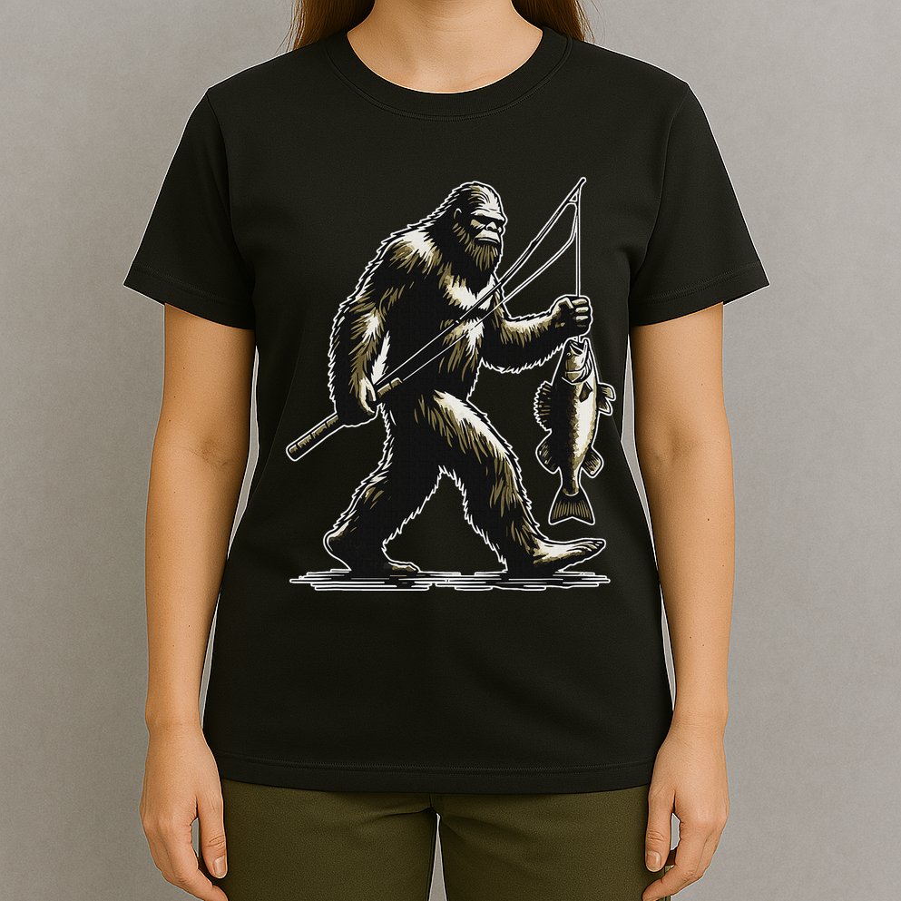 Bigfoot Walleye Hunting Angler Sasquatch Walleye Fishing T-Shirt