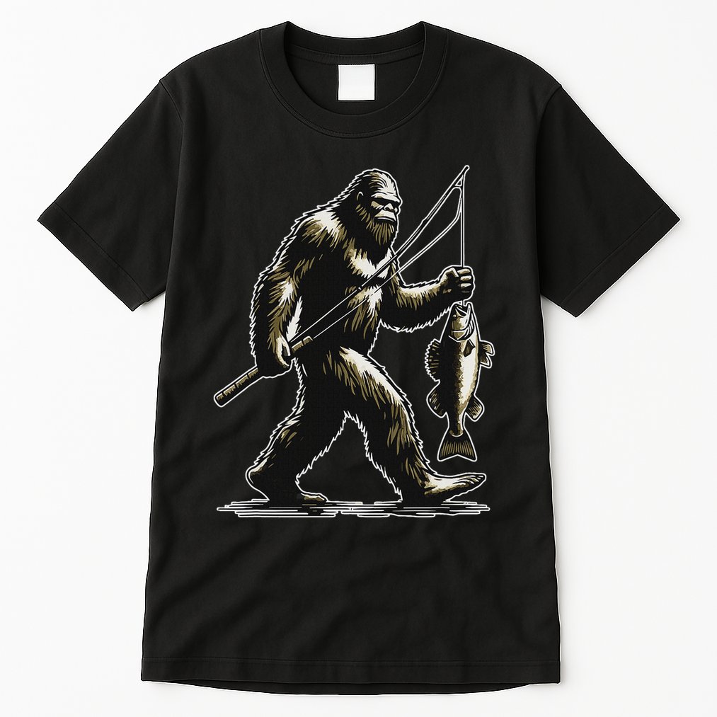 Bigfoot Walleye Hunting Angler Sasquatch Walleye Fishing Tall T-Shirt