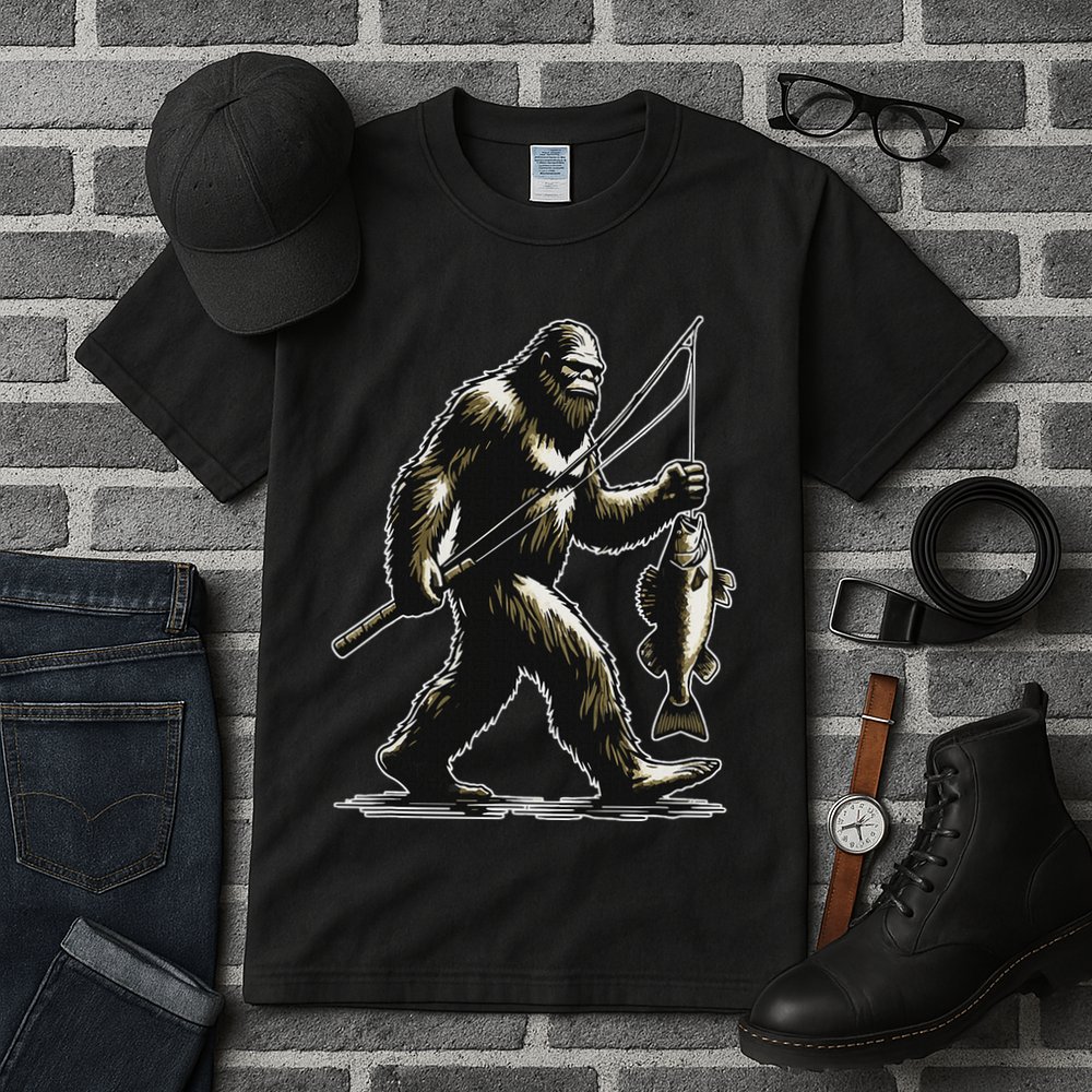 Bigfoot Walleye Hunting Angler Sasquatch Walleye Fishing Tall T-Shirt
