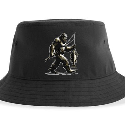 Bigfoot Walleye Hunting Angler Sasquatch Walleye Fishing Sustainable Bucket Hat