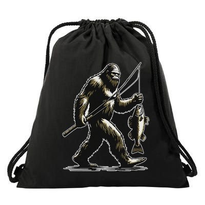 Bigfoot Walleye Hunting Angler Sasquatch Walleye Fishing Drawstring Bag