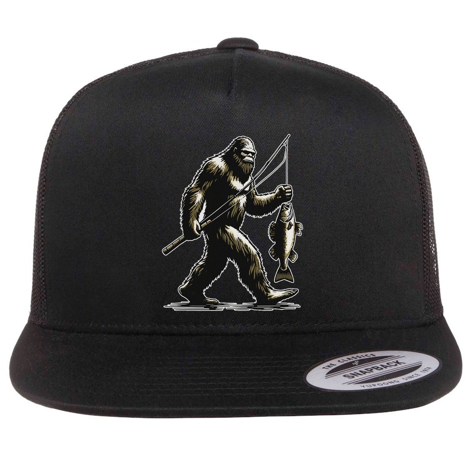 Bigfoot Walleye Hunting Angler Sasquatch Walleye Fishing Flat Bill Trucker Hat