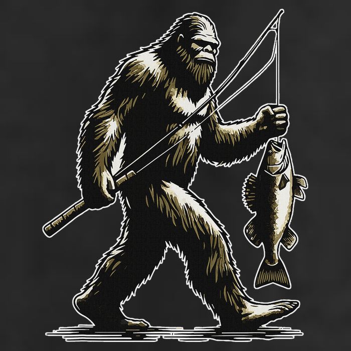 Bigfoot Walleye Hunting Angler Sasquatch Walleye Fishing Large Microfiber Waffle Golf Towel