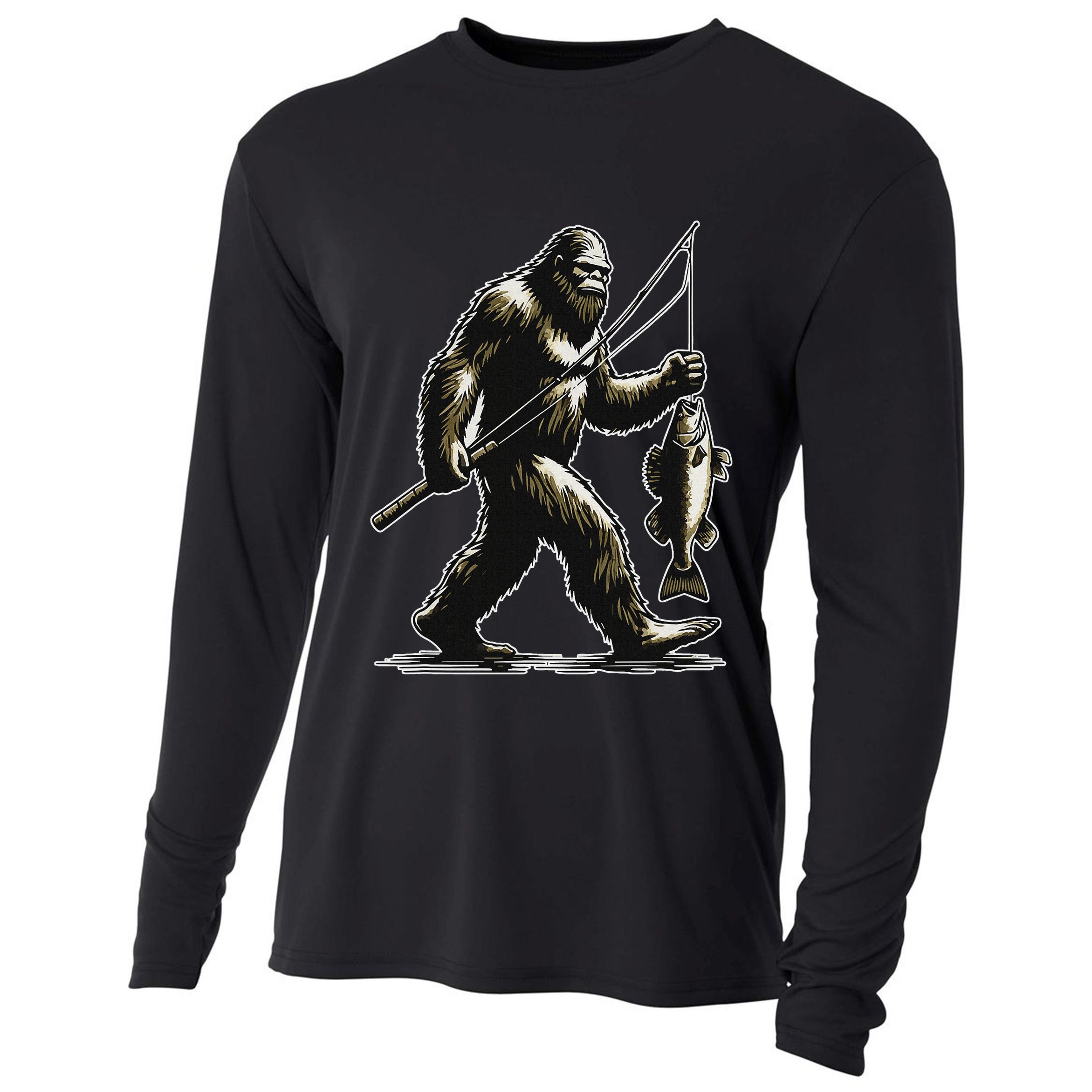 Bigfoot Walleye Hunting Angler Sasquatch Walleye Fishing Cooling Performance Long Sleeve Crew