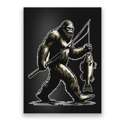 Bigfoot Walleye Hunting Angler Sasquatch Walleye Fishing Poster
