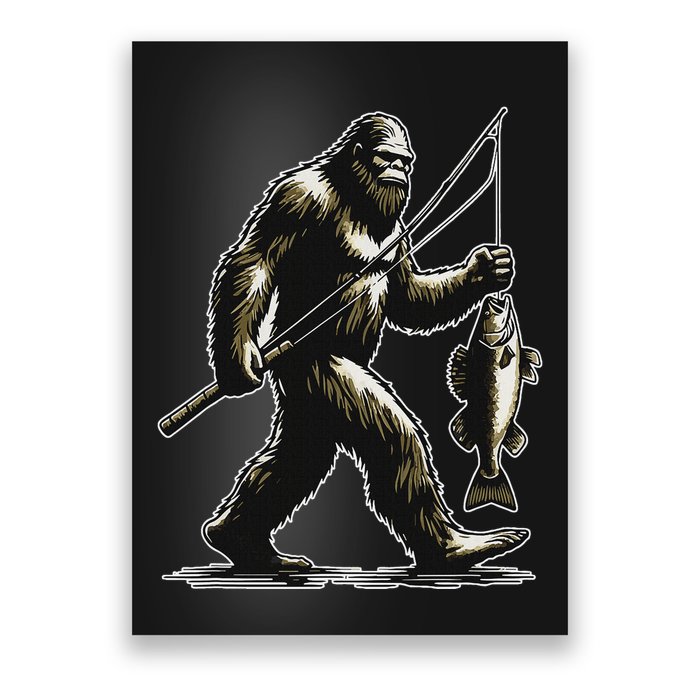 Bigfoot Walleye Hunting Angler Sasquatch Walleye Fishing Poster