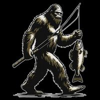 Bigfoot Walleye Hunting Angler Sasquatch Walleye Fishing Poster