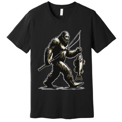 Bigfoot Walleye Hunting Angler Sasquatch Walleye Fishing Premium T-Shirt