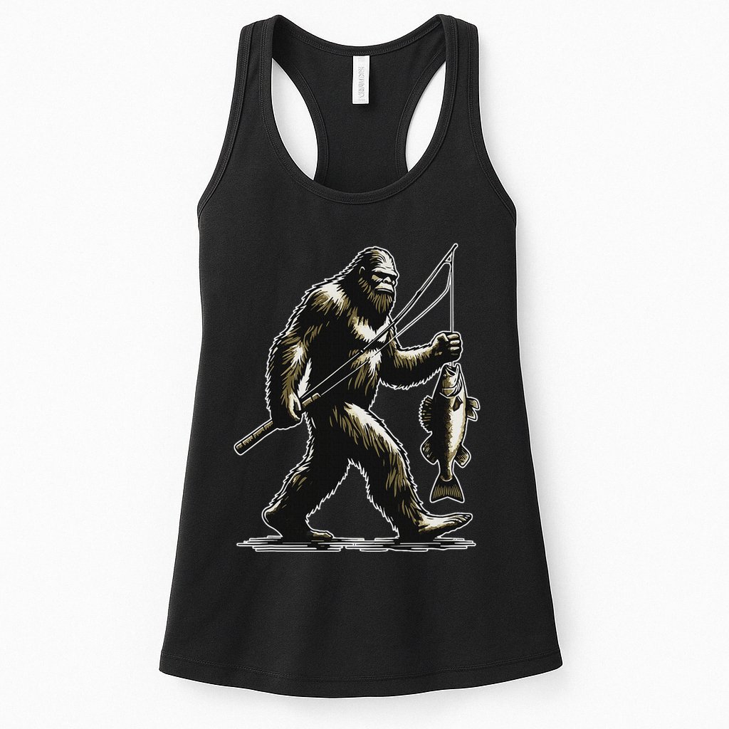 Bigfoot Walleye Hunting Angler Sasquatch Walleye Fishing Womens Tank Top