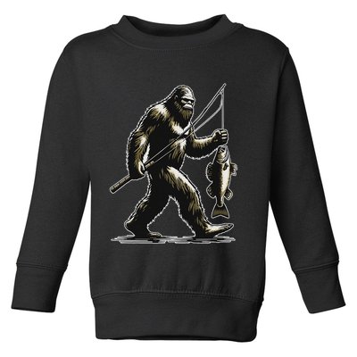 Bigfoot Walleye Hunting Angler Sasquatch Walleye Fishing Toddler Sweatshirt