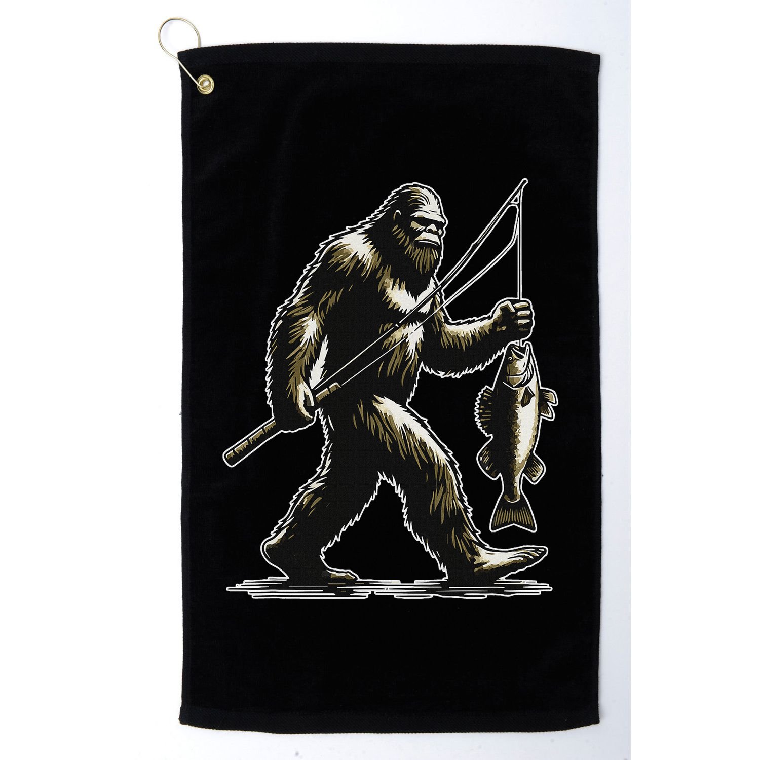 Bigfoot Walleye Hunting Angler Sasquatch Walleye Fishing Golf Towel