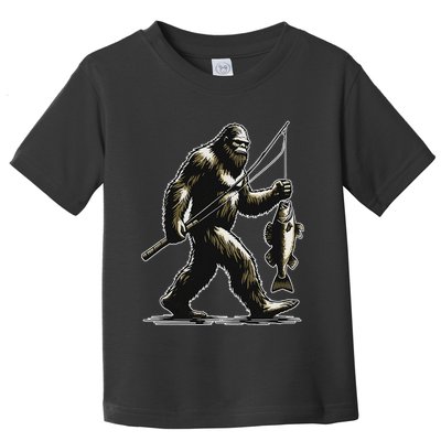 Bigfoot Walleye Hunting Angler Sasquatch Walleye Fishing Toddler T-Shirt