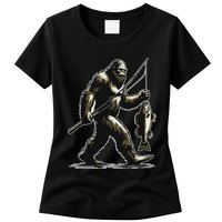 Bigfoot Walleye Hunting Angler Sasquatch Walleye Fishing Womens T-Shirt