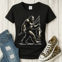 Bigfoot Walleye Hunting Angler Sasquatch Walleye Fishing Womens T-Shirt
