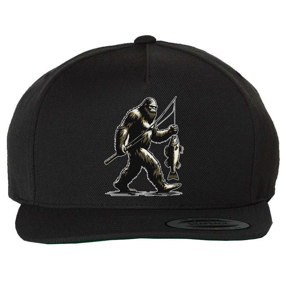 Bigfoot Walleye Hunting Angler Sasquatch Walleye Fishing Wool Snapback Cap