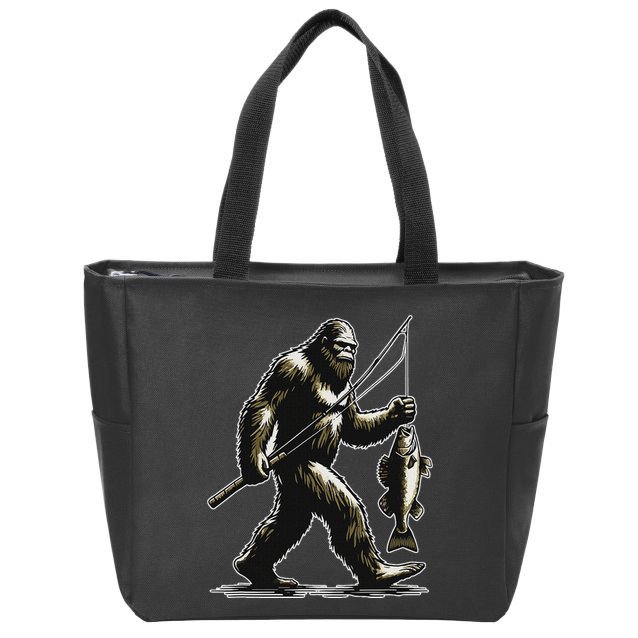 Bigfoot Walleye Hunting Angler Sasquatch Walleye Fishing Zip Tote Bag