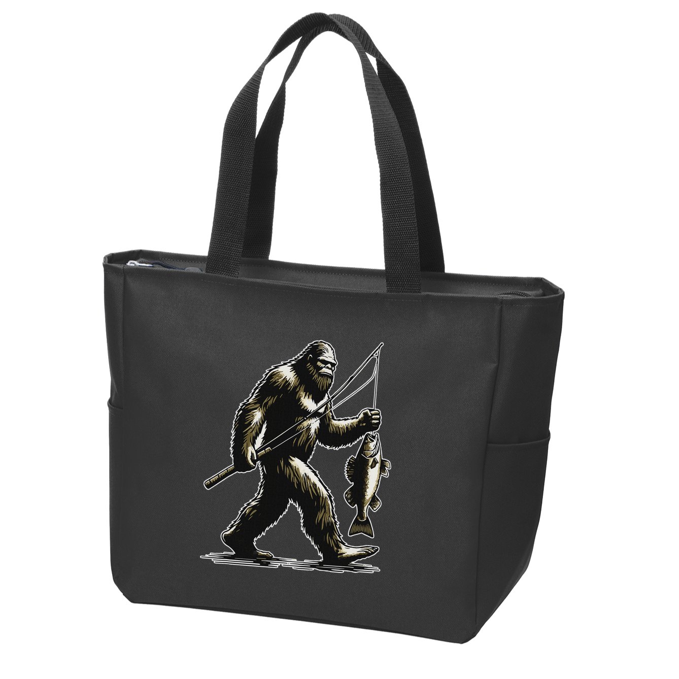 Bigfoot Walleye Hunting Angler Sasquatch Walleye Fishing Zip Tote Bag