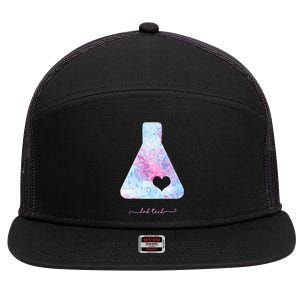 Beaker With Heart Gift Medical Lab Tech Love Lab Week Gift 7 Panel Mesh Trucker Snapback Hat