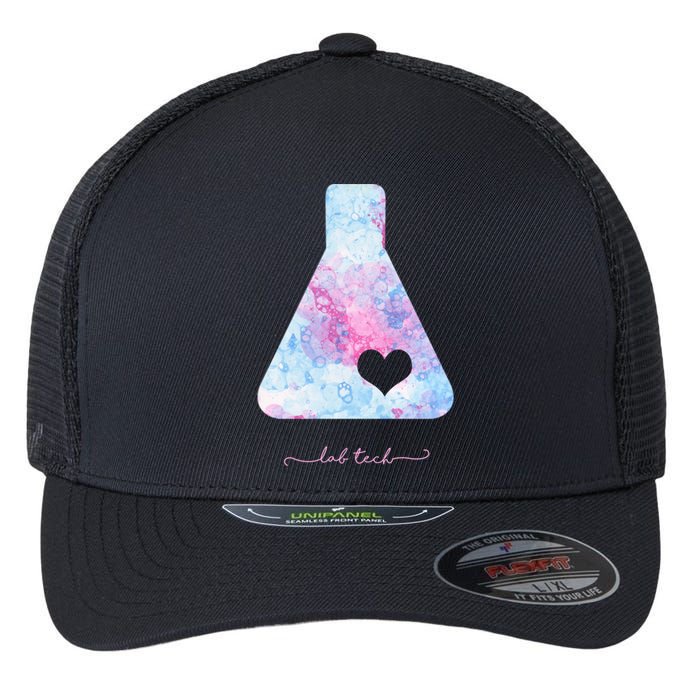 Beaker With Heart Gift Medical Lab Tech Love Lab Week Gift Flexfit Unipanel Trucker Cap