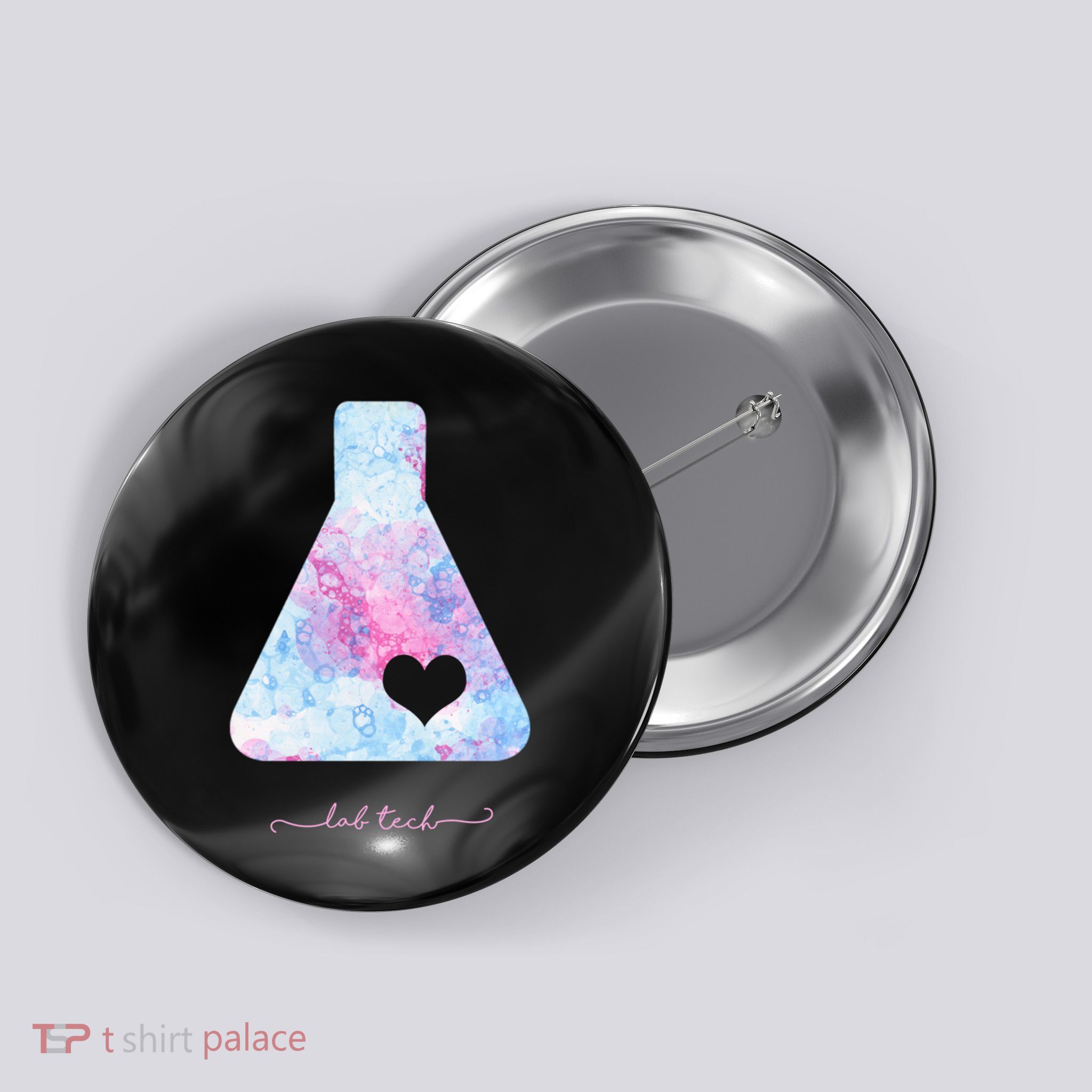 Beaker With Heart Gift Medical Lab Tech Love Lab Week Gift Button
