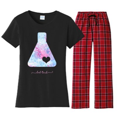 Beaker With Heart Gift Medical Lab Tech Love Lab Week Gift Women's Flannel Pajama Set