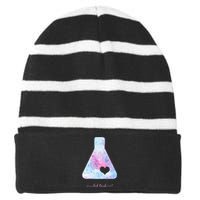 Beaker With Heart Gift Medical Lab Tech Love Lab Week Gift Striped Beanie with Solid Band