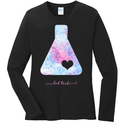 Beaker With Heart Gift Medical Lab Tech Love Lab Week Gift Ladies Long Sleeve Shirt