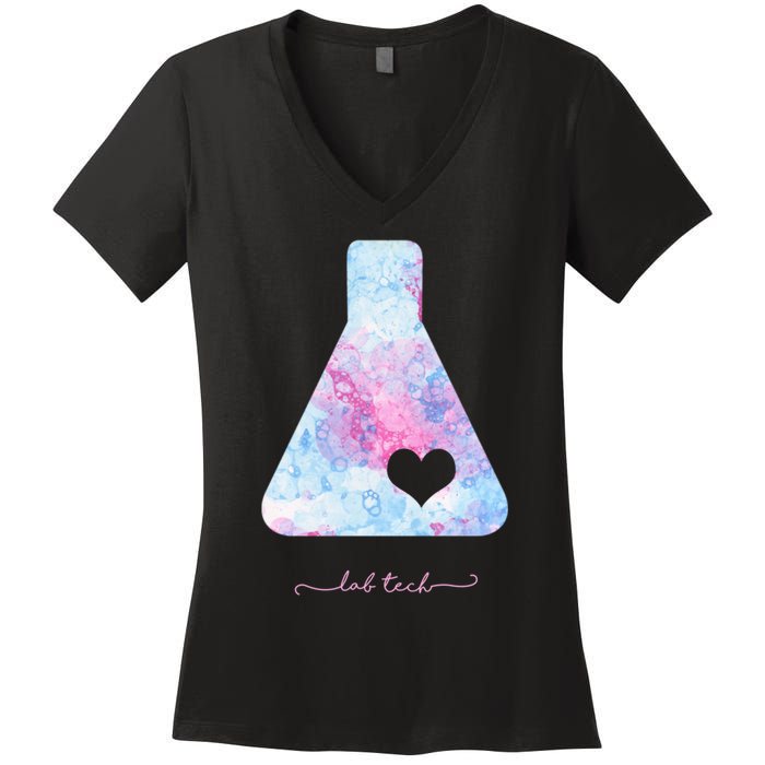 Beaker With Heart Gift Medical Lab Tech Love Lab Week Gift Women's V-Neck T-Shirt