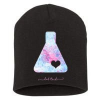 Beaker With Heart Gift Medical Lab Tech Love Lab Week Gift Short Acrylic Beanie