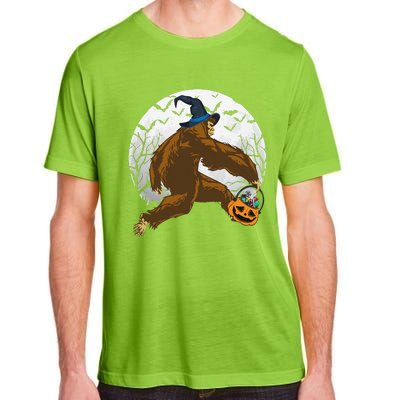 Bigfoot Witch Holding Halloween Pumpkin For Sasquatch Lovers Adult ChromaSoft Performance T-Shirt