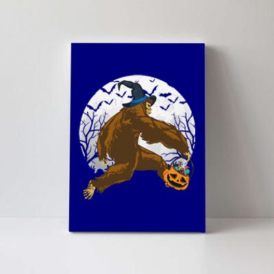 Bigfoot Witch Holding Halloween Pumpkin For Sasquatch Lovers Canvas