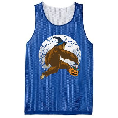 Bigfoot Witch Holding Halloween Pumpkin For Sasquatch Lovers Mesh Reversible Basketball Jersey Tank