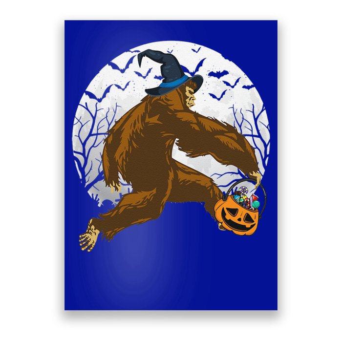 Bigfoot Witch Holding Halloween Pumpkin For Sasquatch Lovers Poster