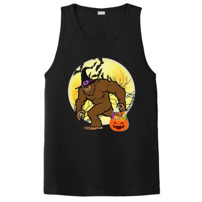 Bigfoot Witch Holding Jackolantern Pumpkin Happy Halloween PosiCharge Competitor Tank