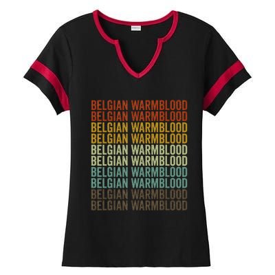 Belgian Warmblood Horse Retro Ladies Halftime Notch Neck Tee